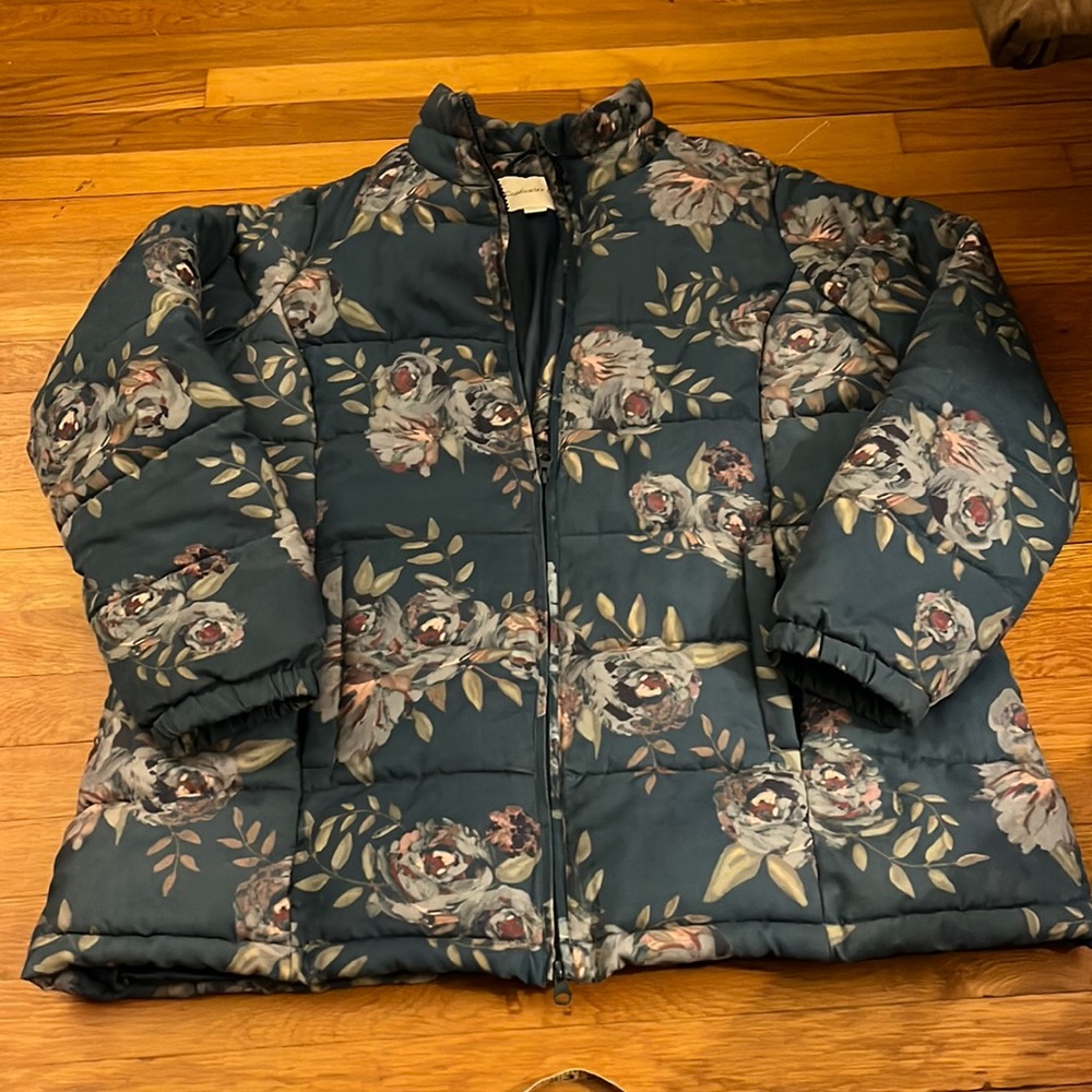 Coldwater Creek • EUC floral puffer ski jacket • size 1XL